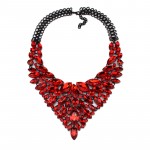Ruby Red Crystal Marquise Glam Statement Necklace